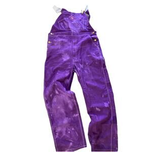 Dickies Purple Dyed Overalls Men’s Sz 34X32 Tie Dye Custom Made Cotton Baggy